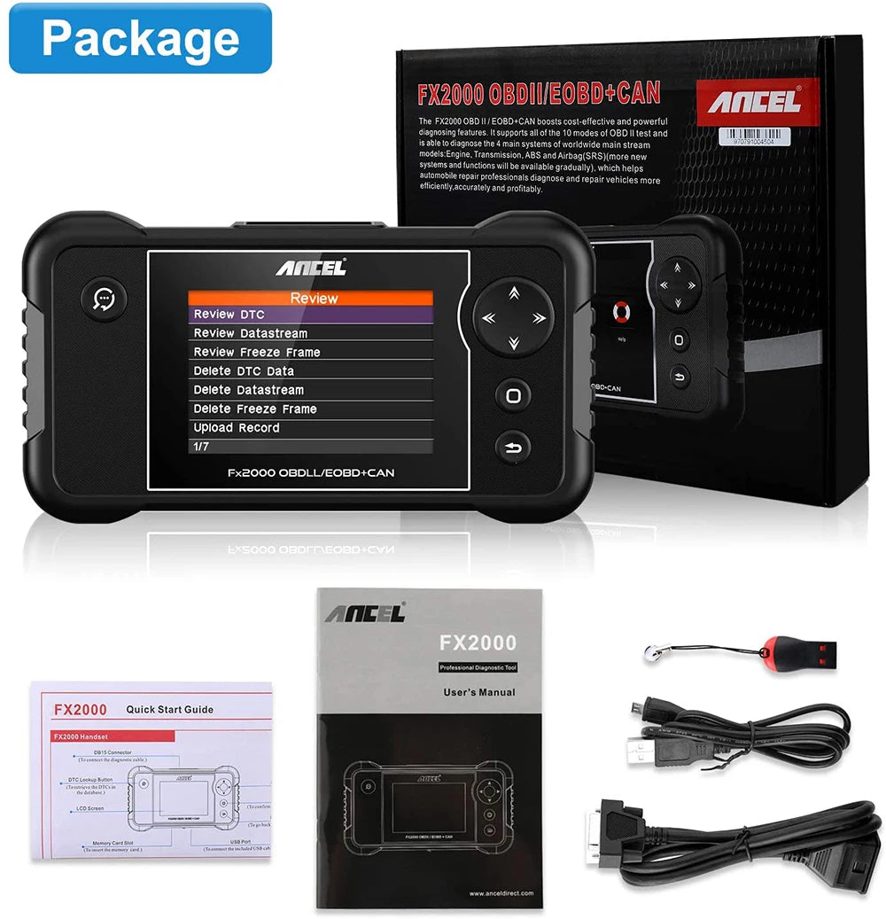 ANCEL FX2000 OBD2 Scanner - 4-System Diagnostic Tool for Engine, ABS, SRS, Transmission