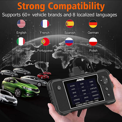 ANCEL FX2000 OBD2 Scanner - 4-System Diagnostic Tool for Engine, ABS, SRS, Transmission