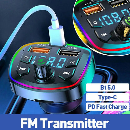 Bluetooth 5.0 Car FM Transmitter & Charger