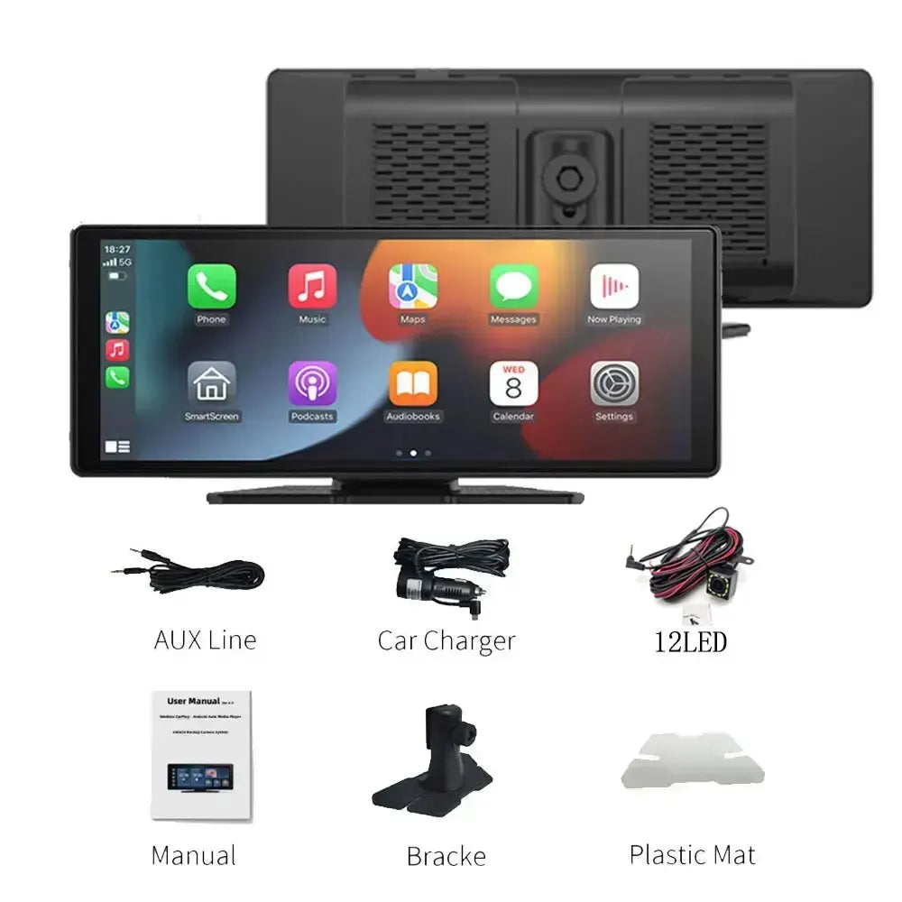 XUDA 10.26" Wireless CarPlay & Android Auto Multimedia Player – Universal Fit with WiFi & Touchscreen