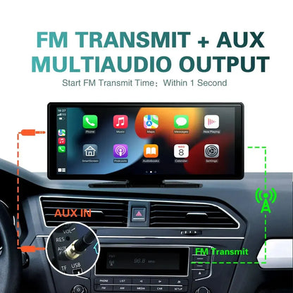 XUDA 10.26" Wireless CarPlay & Android Auto Multimedia Player – Universal Fit with WiFi & Touchscreen