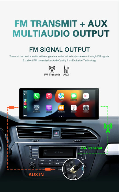 XUDA 10.26" Wireless CarPlay & Android Auto Multimedia Player – Universal Fit with WiFi & Touchscreen