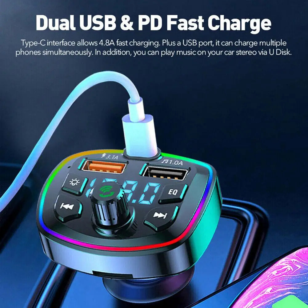 Bluetooth 5.0 Car FM Transmitter & Charger