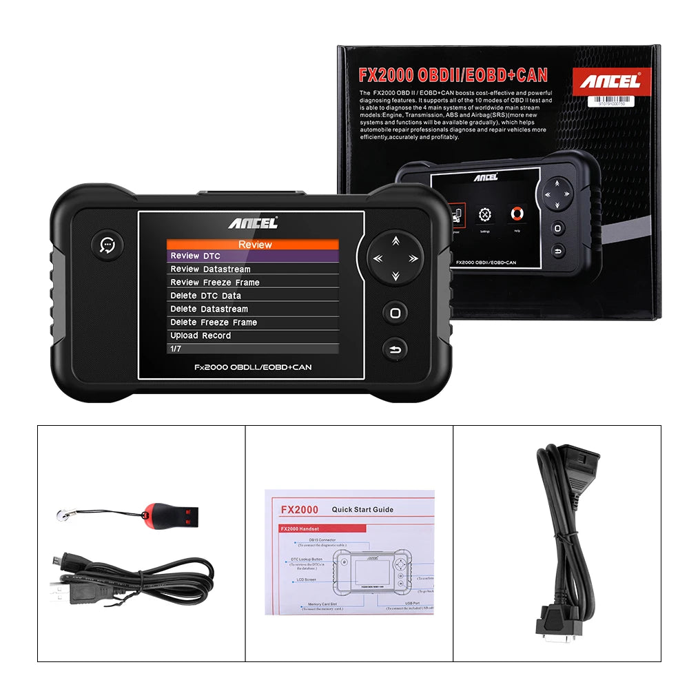 ANCEL FX2000 OBD2 Scanner - 4-System Diagnostic Tool for Engine, ABS, SRS, Transmission