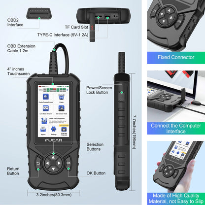 MUCAR CDE900 OBD2 Scanner – WiFi Diagnostic Tool with 4" HD Touchscreen