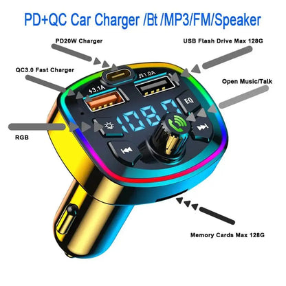 Bluetooth 5.0 Car FM Transmitter & Charger