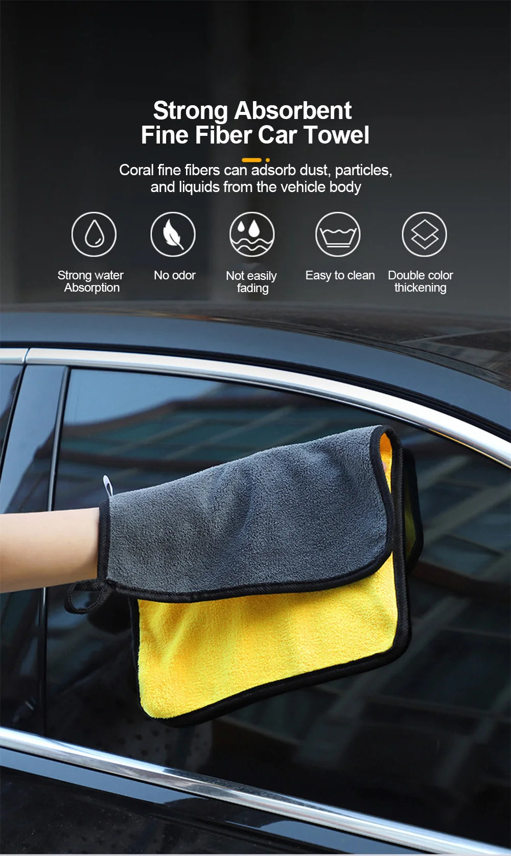 Premium Microfiber Car Wash Towel - Ultra-Absorbent Cleaning Cloth for Car Care & Detailing