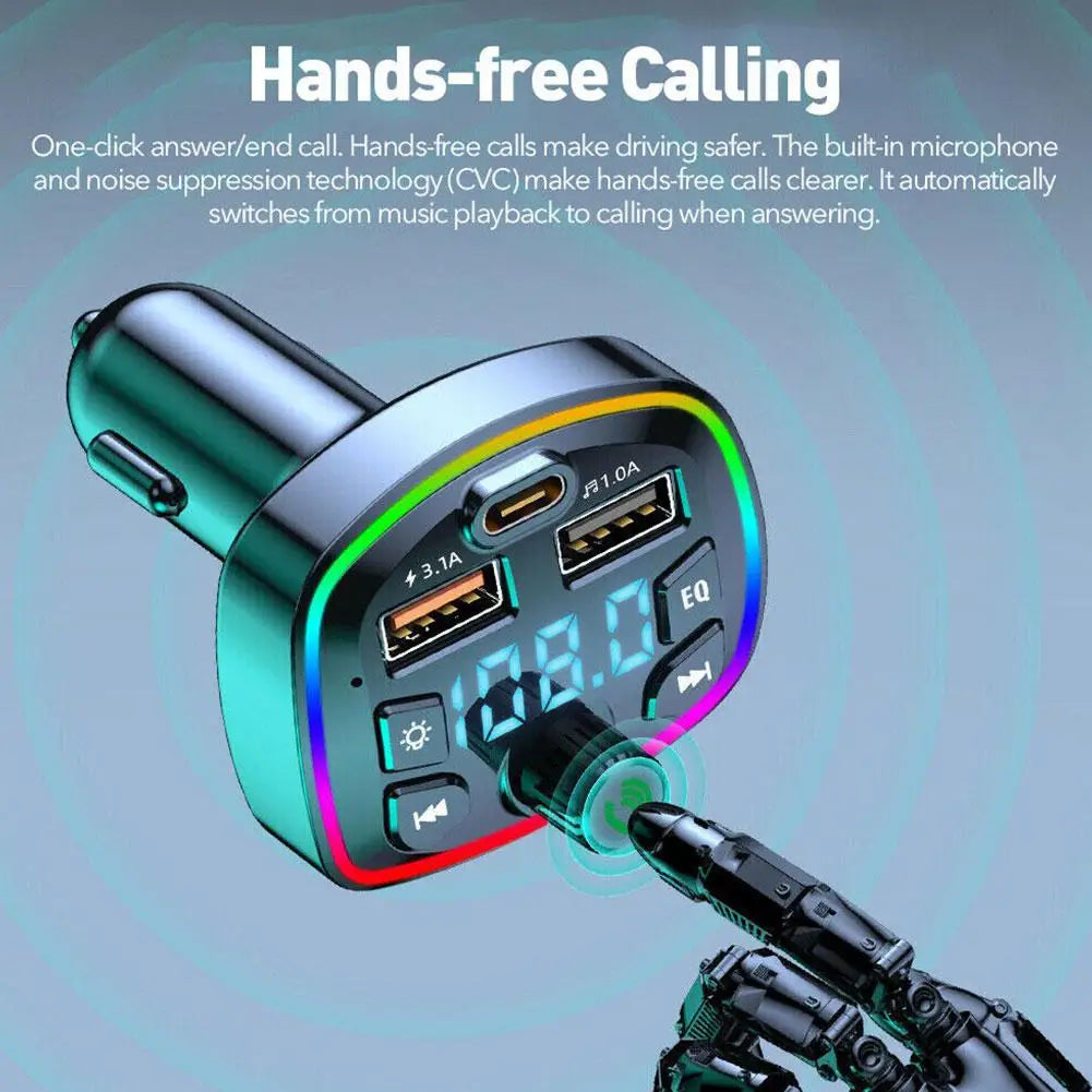 Bluetooth 5.0 Car FM Transmitter & Charger